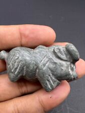Rare Beautiful Old Small Nephrite Jade Stone Cow Worship Animal Amulets Beads picture