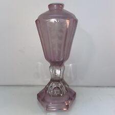Vtg 20-30’s? Purple Frosted Sunflower Etched Hurricane Lantern Oil Lamp Light picture