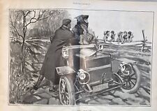 Rare Antique Original VTG A Hard Road Automobiles Harper's Engraving Art Mag picture