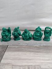 3” Desktop Small Green Resin Buddha Statues Big Fat Happy Laughing Buddha (Set 5 picture