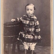 c1860s Cute Little Boy Girl in Dress CdV Fancy Boots Photo Card Unidentified H33 picture