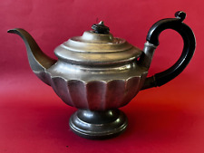 Unmarked Antique Probably American 1800's Goose Neck Pewter Teapot Wood Handle picture