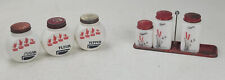 Vintage 6 Milkglass MCM Shakers Set Caddy Cactus Tipp Geese Willow Sugar Pepper picture