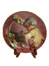 Viletta Fine China Vintage Collector Plate Boy Feeding Chicks Thornton Utz picture