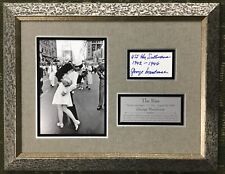 GEORGE MENDONSA (Sailor Kissing Nurse) signed custom framed WWII V-J Day display picture