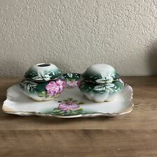 Limoges Vanity Set 3 pieces  Green White Pink Floral  picture