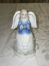 Vintage porcelain Angel bell figurine White And Blue With Flowers  picture