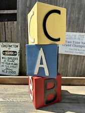 1940s ABC Block Advertising Sign Trade Country Folk Art School Toy Shop School picture
