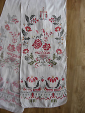 Antique Vtg UKRAINIAN RUSHNYK with angels Cherkassy Old Hand Embroidery Towel picture