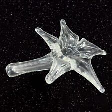 Clear Art Glass Flower Shaped Figurine Paperweight Whimsical Figural Flower VTG picture