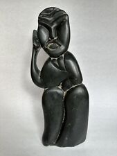Old Vintage Unsigned Large Inuit Soapstone Carving Statue 14.5
