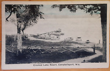 Postcard Campbellsport Wisconsin Crooked Lake Resort Boats on Water picture