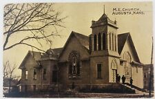 Vintage Augusta Kansas KS Methodist Evangelical Church Postcard 1916  picture