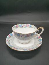 Crown Staffordshire Floral & Lace Tea Cup and Saucer Bone China Made in England picture