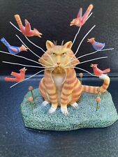 Lang 2004 “Taunting Theodore” Wit & Whimsy-Tabby Cat w/Birds Figurine Sculpture picture