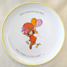 Vintage Mopsie Collectors Plate 1973 Porcelain Keep Smile Face & Friend In Heart picture