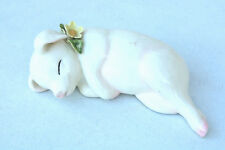 Ceramic White Cute Lying Down Spotted Pig Figurine Statue in Repose desk Art MH picture