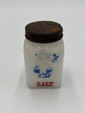 Vintage, Hazel Atlas Milk Glass Salt Shaker With Girl Logo 3