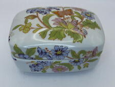 Vintage Porcelain Trinket Box By Mann -COUNTRY BUTTERFLY Pattern picture