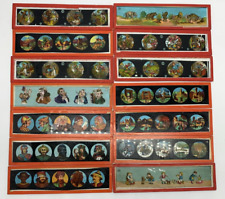 VTG Magic Lantern Lot of 14 Glass Slides Made Germany Animated People Landscapes picture