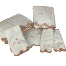 D Porthault France Luxury Bath Towels Linens White Pink Embroidered Stars CHOICE picture