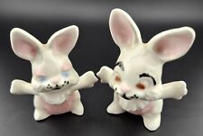 Ceramic-Vintage Japanese Girl And Boy Bunnies picture