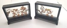 Vintage Pair Of  Chinese Cork Carving Diorama Shadow Boxes (3.25