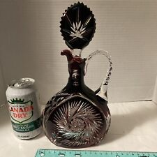 Vintage Bohemian Czech Ruby Red Cut to Clear Liquor Decanter 10.5” Tall picture