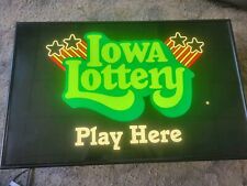 Rare Vintage IOWA Lottery Lighted Advertising Sign.  Works picture