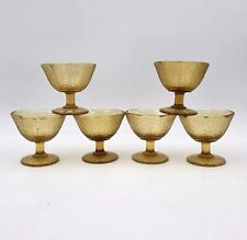 Vintage LE Smith Glass Desert Bowls Crackle Glass Sherbert Cups Amber Set Of 6 picture