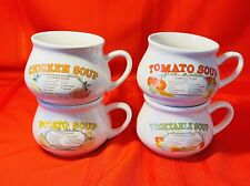 Dat'l Do-It Inc. 4 Vintage Recipe Soup Bowls Mugs Cups w / handles Stackable picture