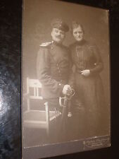 Cdv cabinet photograph soldier sword wife by Flechtner at Unna Germany c1900s picture