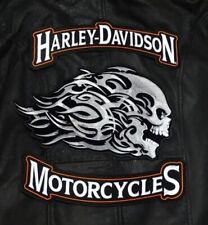 Harley Davidson TOP Bottom Rocker with 12 INCH Giant Skull 3PC Back Patch picture
