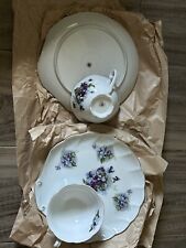 Vintage Lefton Violets Handpainted Plate And Cup Of Tea picture