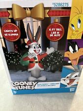 Gemmy 6’ Bugs Bunny Looney Tunes Lighted Christmas inflatable Airblown Xmas NEW picture