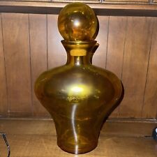Large Vintag Amber Blown Glass Decanter Cork Stopper Made In Spain San Miguel picture
