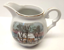 NEW 1977 Gold-Rimmed Avon Currier & Ives Sales Achievement Gift Creamer picture