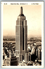 RPPC Vintage Postcard - New York - Empire State Building - Real Photo - Posted picture