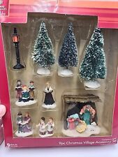 Canterbury Lane 9 Pc Christmas Village Accessory Set Hand Painted Polyresin Used picture