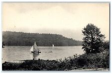 c1940 Canoeing Sail Boat Lake Mokoma Laporte Pennsylvania PA Unposted Postcard picture