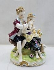 Vintage Unterweissbach Figurine Couple & Musical Wind Instrument  picture