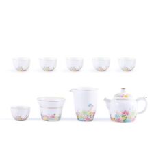 Fine Ceramic Tea Set Chinese Suet Jade White Porcelain Teapot with 6 Cups,Fai... picture