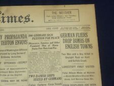 1916 FEB 21 NEW YORK TIMES - GERMAN FLIERS DROP BOMBS ON ENGLISH TOWNS - NT 9045 picture