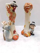 FITZ & FLOYD 1990 PILGRIMS PROGRESS CANDLE HOLDERS THANKSGIVING picture