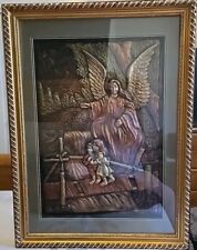 Beautiful Large 31×23 3D Picture Angel Watching Over Children On Bridge  picture
