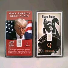 🔥50PC Donald Trump Mugshot MAGA & Black Swan Event Q Silver Bullion Bar Cards picture