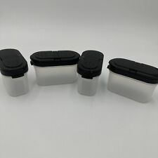 (4) Vintage Tupperware Small Clear Spice Containers w/ Black Lids picture
