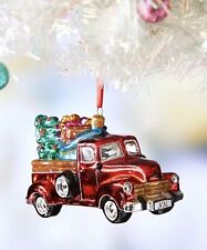 Neiman Marcus John Huras pick-Up truck car With Gifts Glass tree Ornament New picture