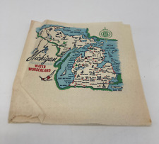 Vintage Michigan Water Wonderland Mat-Nap Paper Napkin Map Lake Erie 1954 State picture