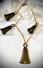 Mid Century 1950’s Brass Bells Of Sarna India, String Of Brass Bells picture